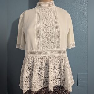 Elegant Cream Lace Women's Top